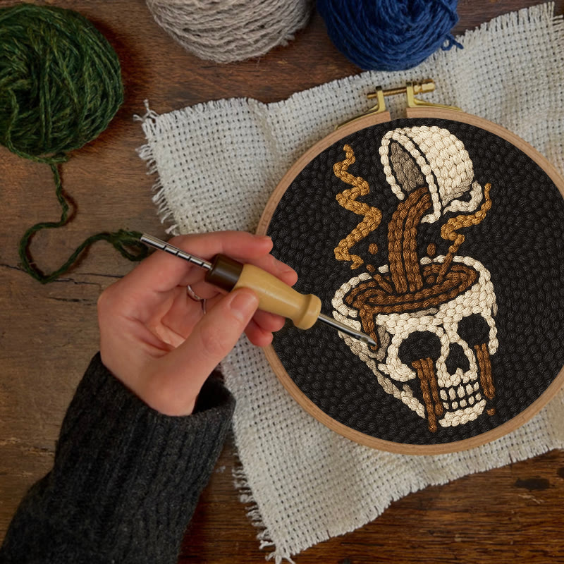 Coffee Skull Punch Needle Kit - Spooky Halloween Craft | Perfect For Holiday Decor - image 7