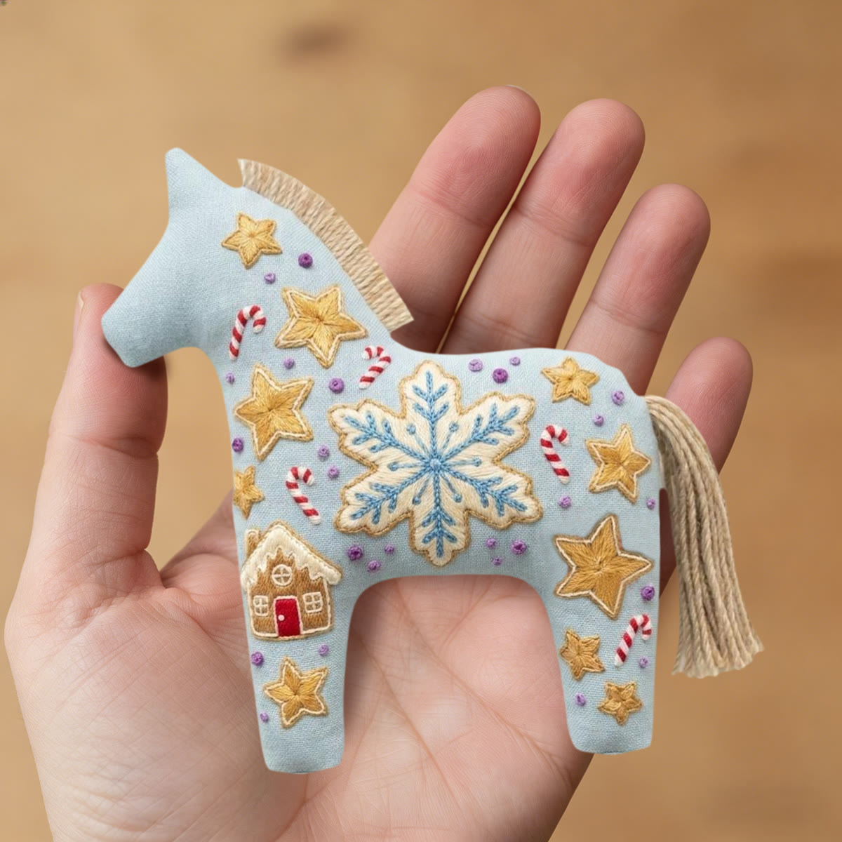 Rubbyoo Dala Horse Embroidery Kit - Large Snowflake | Holiday Gift For Her | Whimsical Bag Charm - image 7