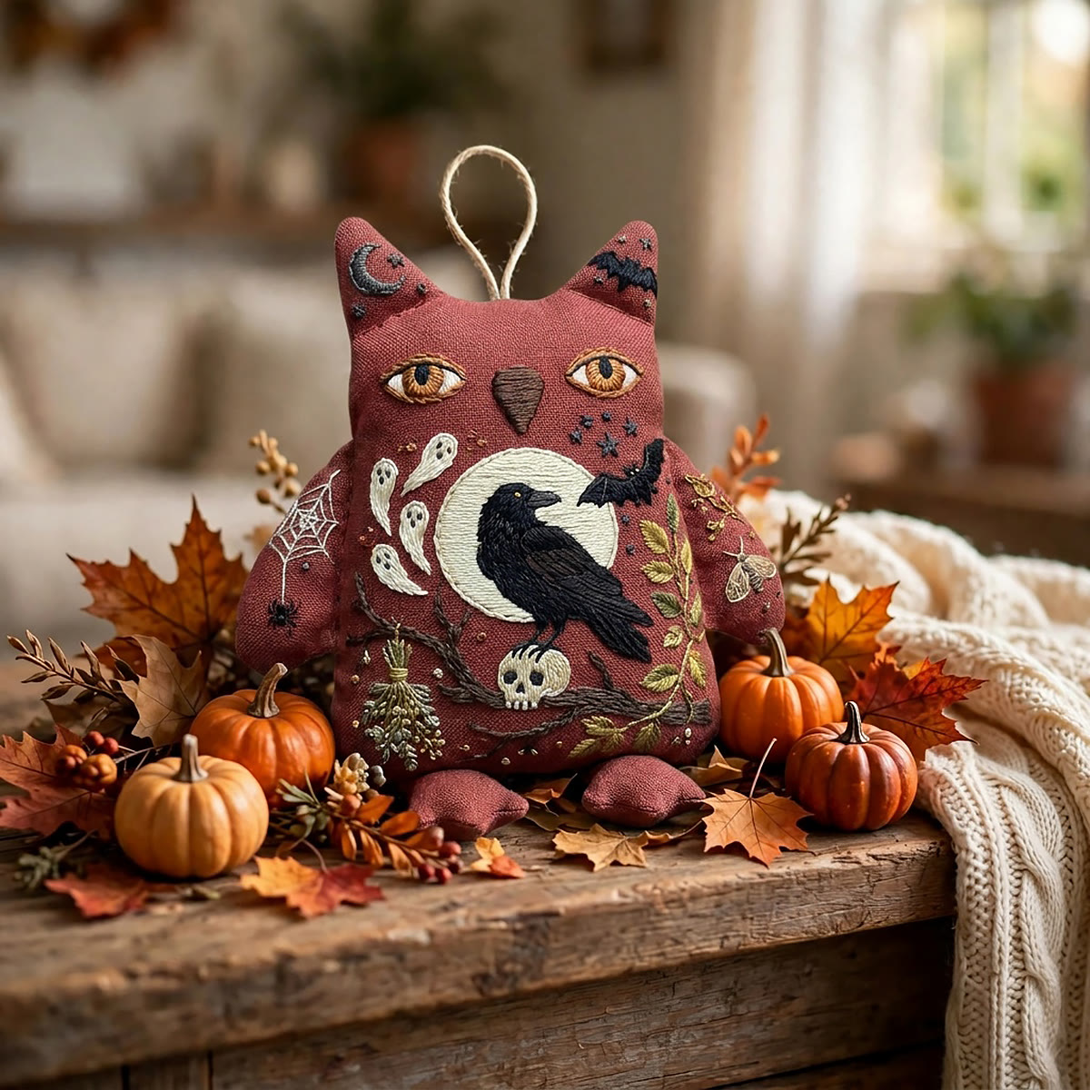 Rubbyoo Owl Embroidery Kit -  Raven Under The Full Moon | Ideal Halloween Gift For Goth Lovers | Witchcore Spooky Night Design - image 3