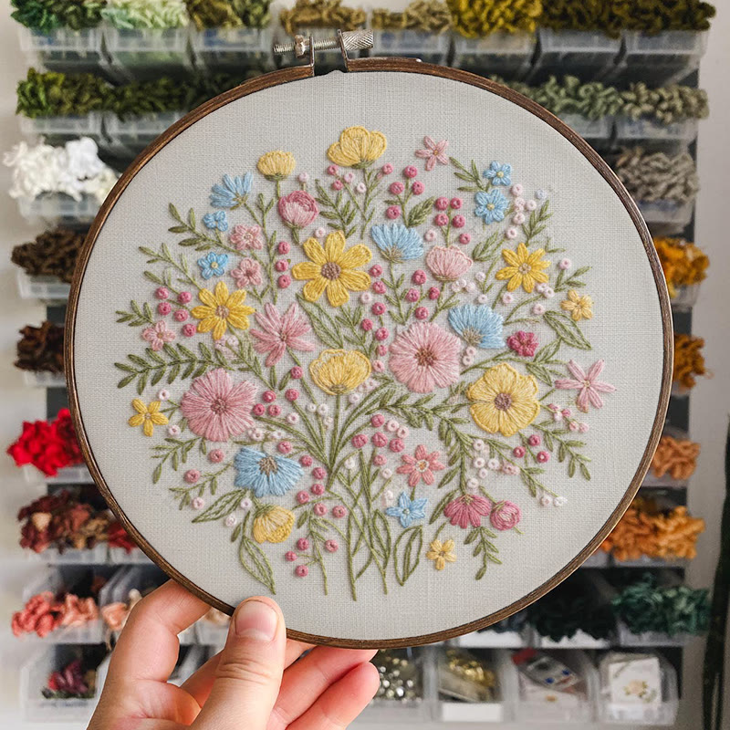 Rubbyoo Embroidery Kit - Colourful Flowers | Easy Stitch Craft | Unique Handmade Gift For Her - image 5