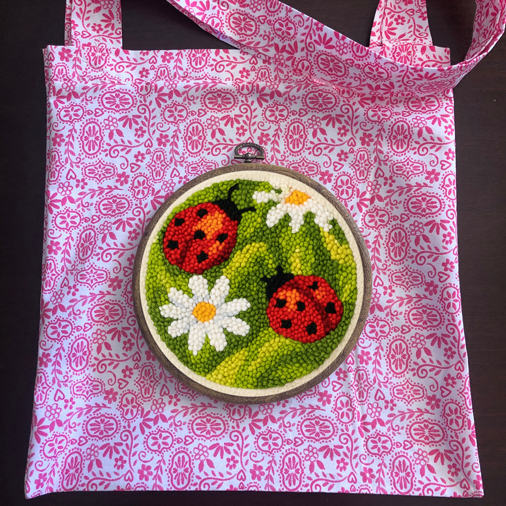 Blooming Flower With Bug Punch Needle Kit - Diy Insect Craft | Nice Home Ornament - image 13