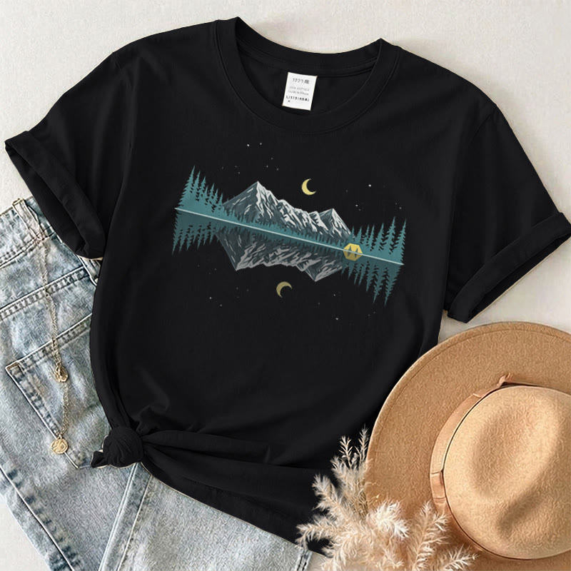 Rubbyoo Mountain & Moon Graphic Tee  - Unique Nature-inspired Gift For Friend | Soft Oversize Shirt For Hiking - image 13