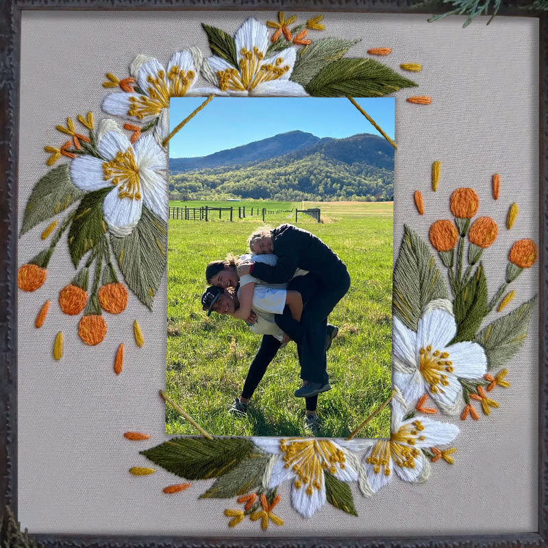 Rubbyoo Embroidery Photo Frame Kit - Beautiful White Flower | Handmade Anniversary Gift | Diy Picture Holder - image 8