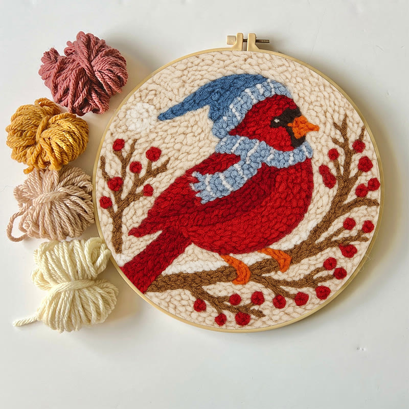 Winter Cardinal Bird Punch Needle Kit - Christmas Gift For Craft Lover | Holiday Home Decor  - image 7