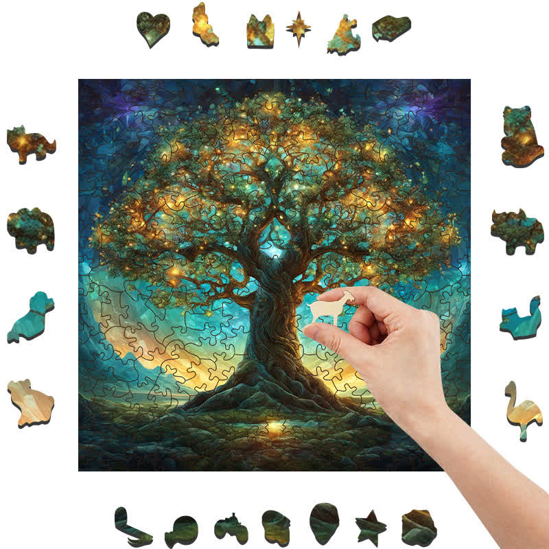 Rubbyoo Tree of Nightlife - Wooden Jigsaw Puzzle