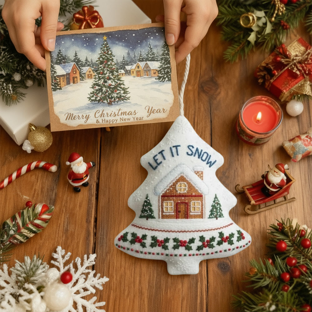 Rubbyoo Tree-shaped Embroidery Kit - Let It Snowy | Christmas Needle Art | Perfect Handmade Gift - image 4