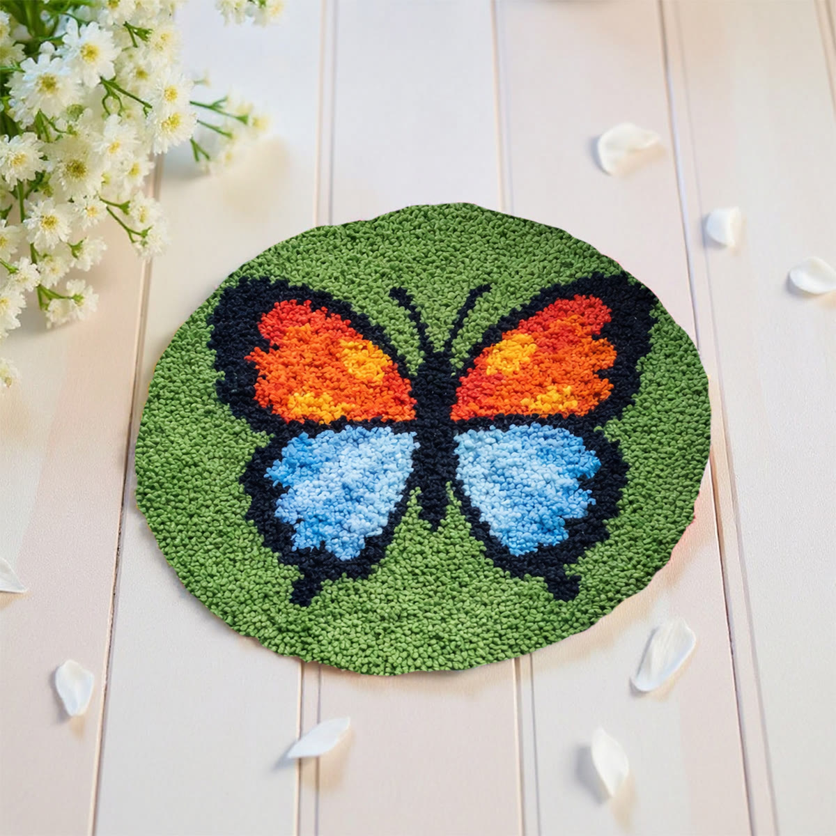 Rubbyoo Latch Hook Rug Kit - Colorful Butterfly | Creative Mat For Bathroom | Handmade Craft For Beginner  - image 8
