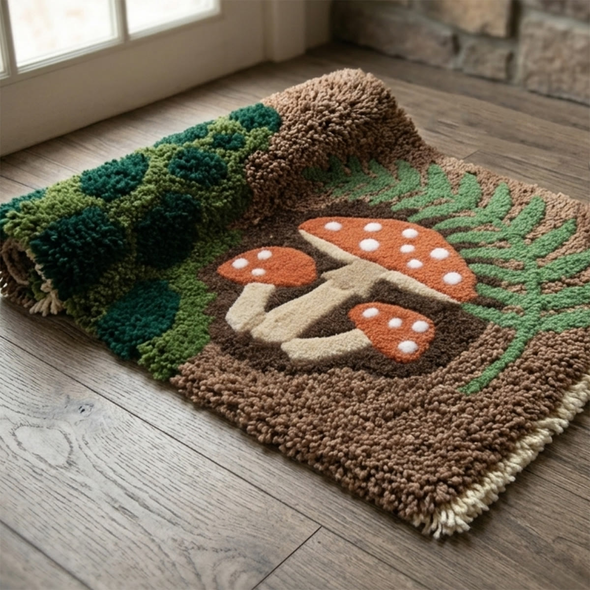 Rubbyoo Latch Hook Rug Kit - Red Mushroom | Handmade Bath Doormat |  Creative Soft Carpet  - image 6
