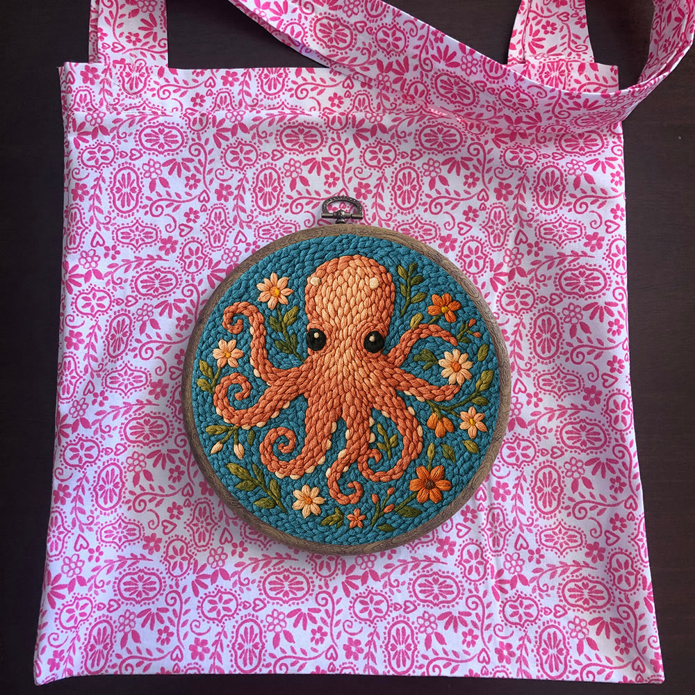 Floral Octopus Punch Needle Kit - Diy Punch Needle Coaster | Whimsical Handmade Artwork | Creative Gift For Friends - image 11