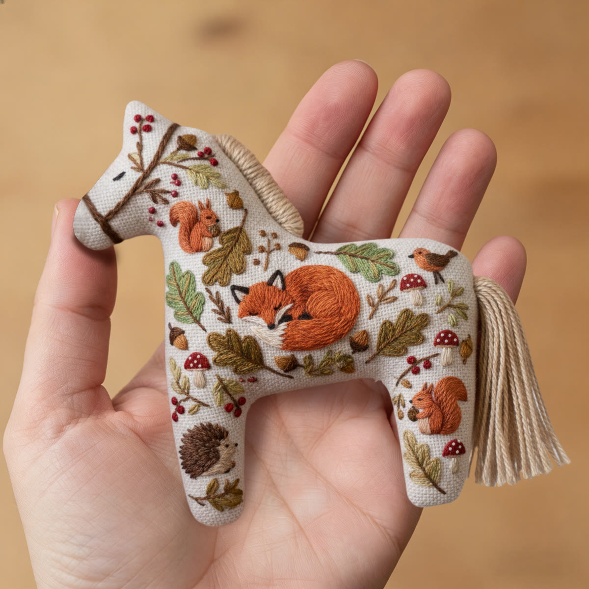 Rubbyoo Dala Horse Embroidery Kit - Cute Fox | Sewing Handmade Gift | Animals In Autumn Pendant - image 9