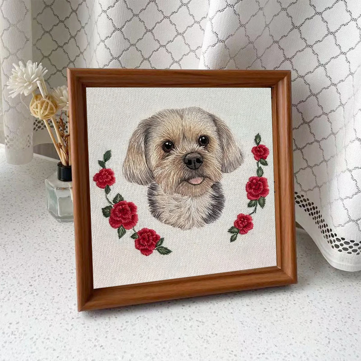 Rubbyoo Embroidery Kit - Puppy With Roses | Birthday Gifts For Dog Lovers | Cute Animal Craft  - Embroidery Kit Plus An Extra Frame - image 9