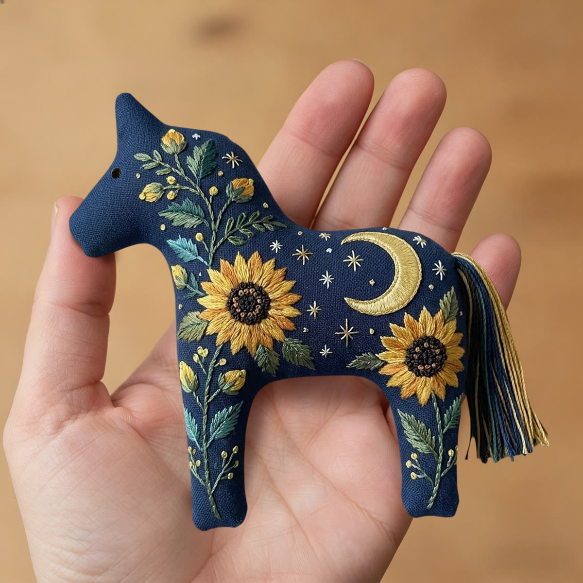 Rubbyoo Dala Horse Embroidery Kit - Moonlit Sunflower Night | Nature Inspired Craft For Beginners | Creative Botanical Home Decor - image 7