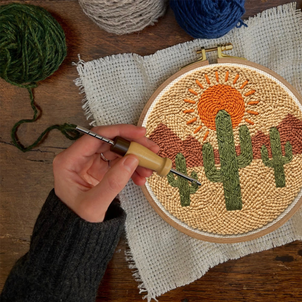 Desert Cactus Punch Needle Kit - Special Nature View Motif | Mindful Crafting Therapy - image 7