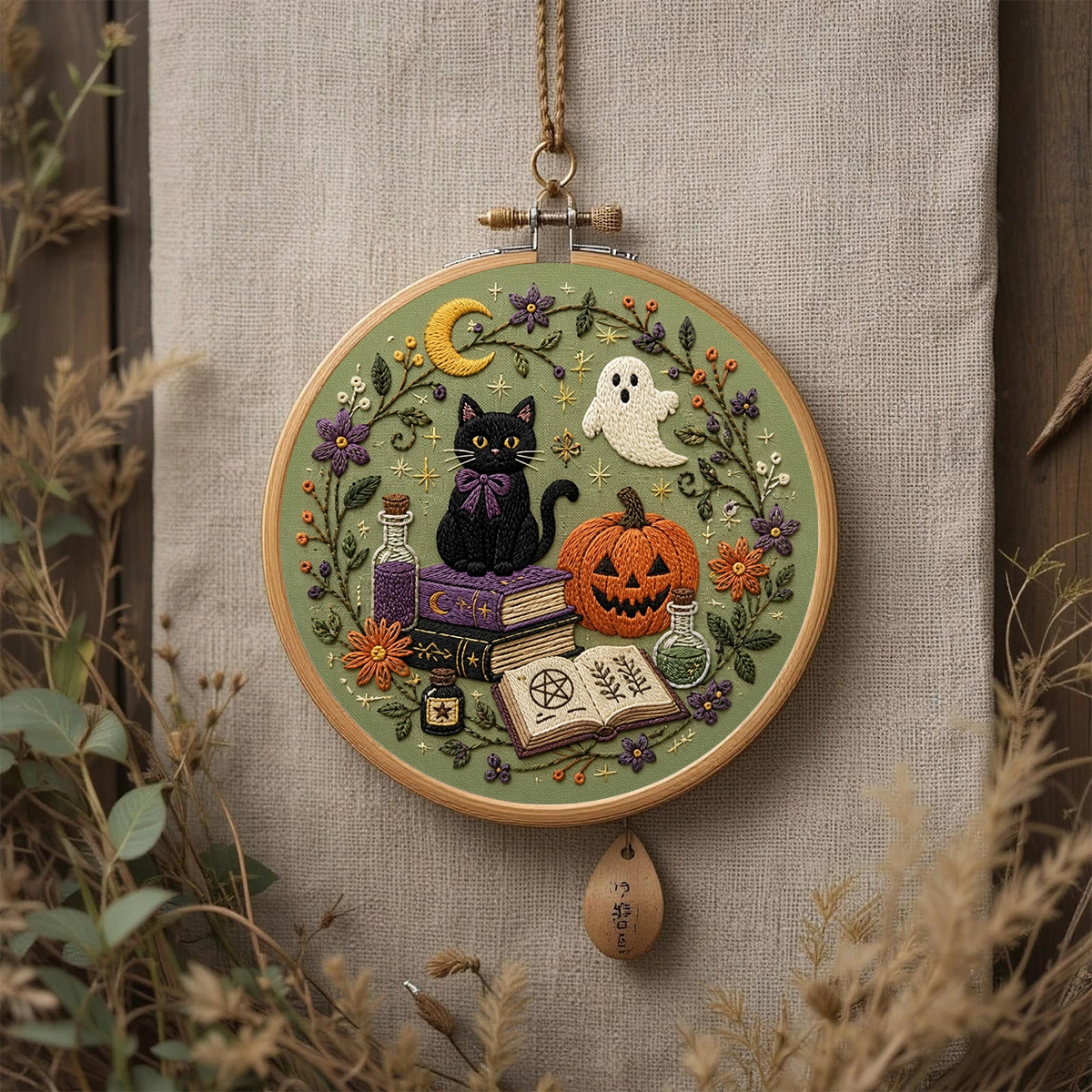 Rubbyoo Embroidery Kit - Midnight Grimoire | Cozy Craft Kit for Beginners | Spooky Season Ornament - image 8