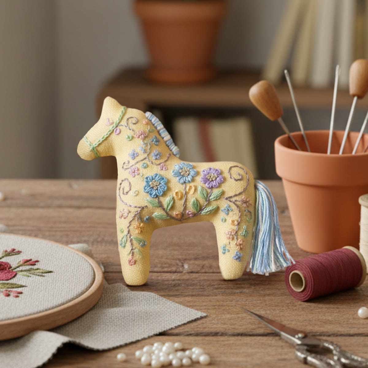 Rubbyoo Horse Embroidery Kit - Blue And Purple Flower | Nice Birthday Gift | Diy Stitch Art - image 4