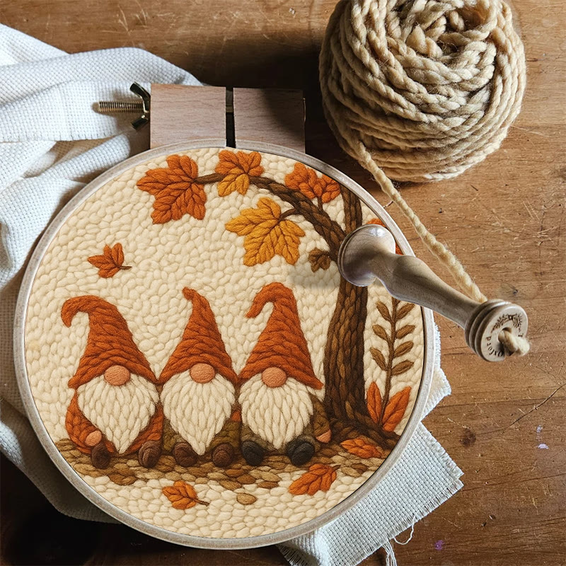   Gnomes Under The Tree Punch Needle Kit - Autumn Handmade Artwork | Diy Halloween Craft  - image 7