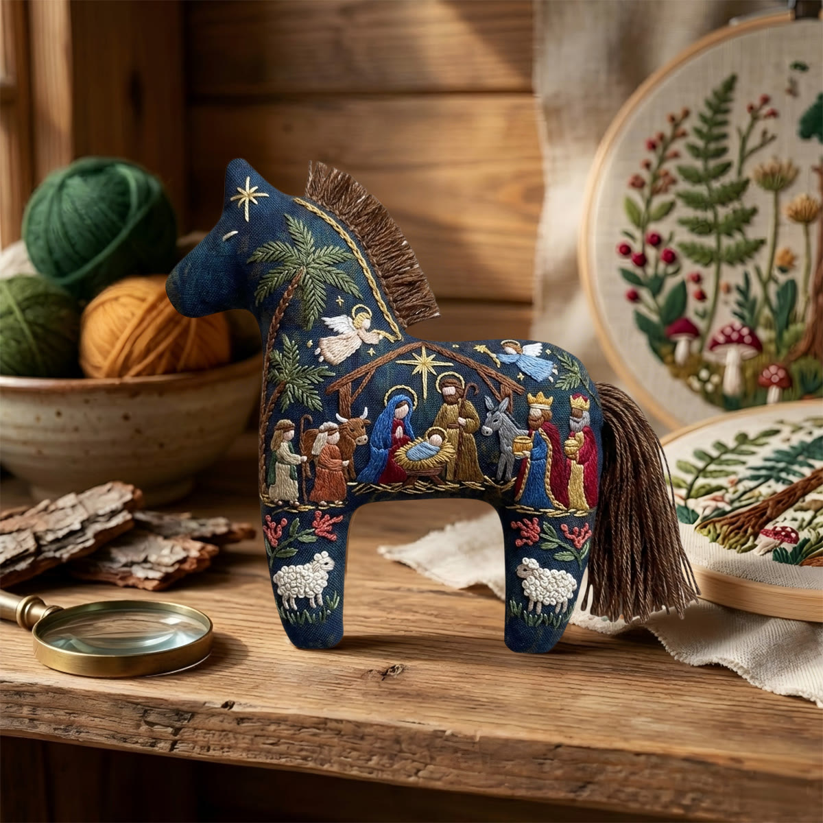 Rubbyoo Dala Horse Embroidery Kit - Christian Nativity Scene | Religious Holiday Accent | Christmas Nursery Decoration - image 5