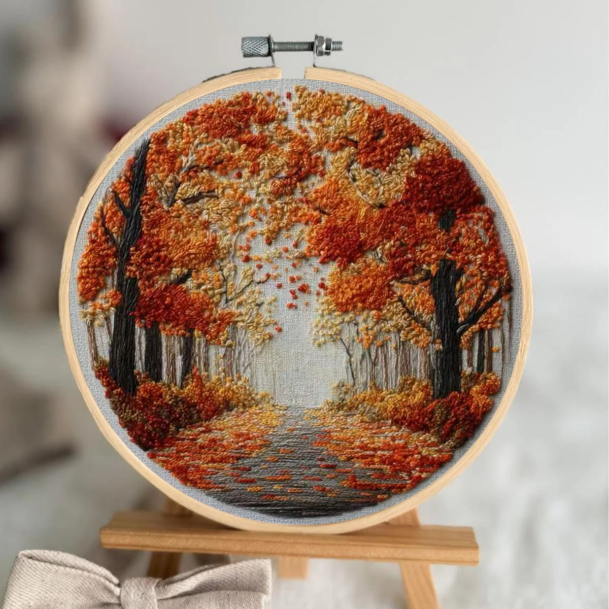 Rubbyoo Embroidery Kit - Fall Streets | Diy Hoop Art | Unique Landscape Needlecraft - image 3