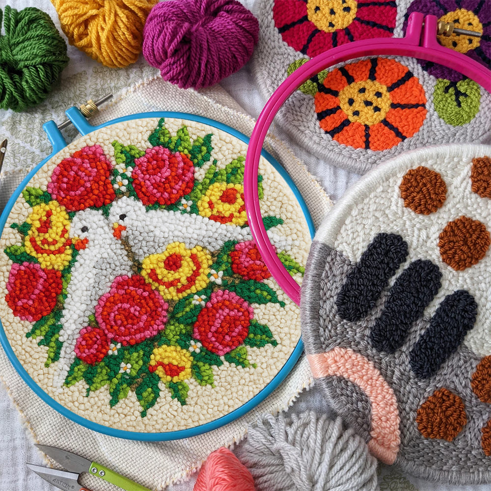 Dove Floral Wreath Punch Needle Kit - Artisan-made Craft | Vibrant Decor Piece - image 8