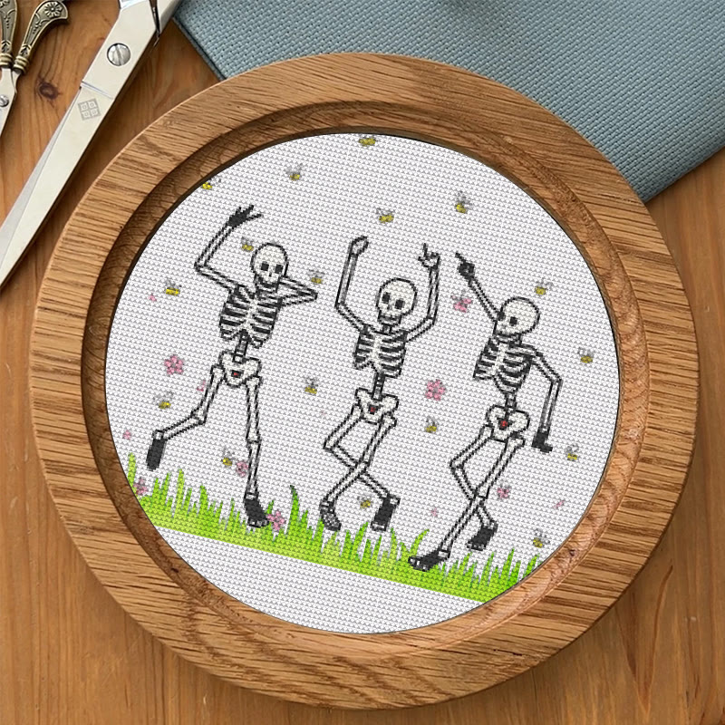  Cross Stitch Kit -  Skeleton Party | Spooky Halloween Craft | Beginner Needle Artwork - image 8