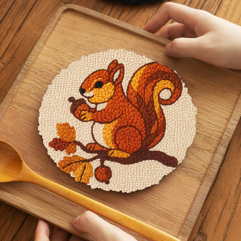  Little Squirrel Punch Needle Kit - Cute Animal Artcraft |  Beginner Handmade Coaster - 5 inch Coaster Kit - image 9