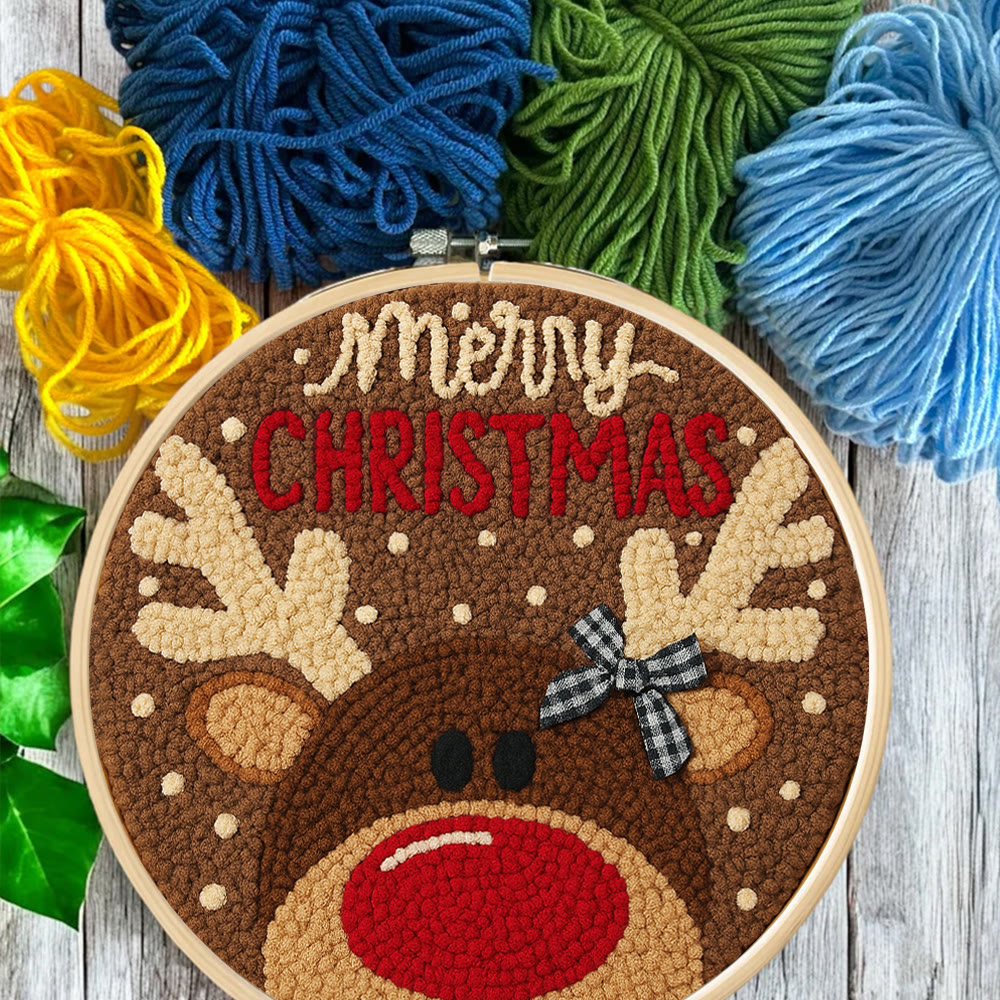  Christmas Reindeer Punch Needle Kit - Diy Christmas Coaster | Unique Housewarming Handicraft - image 5