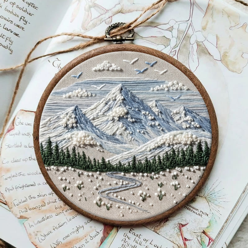 Rubbyoo Embroidery Kit - Snowy Mountain | Handmade Scenery Art | Nice Needle Craft - image 5