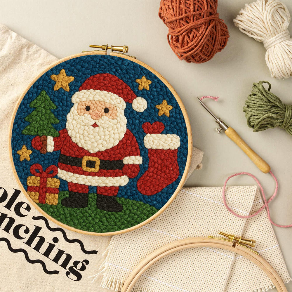 Santa Claus Festive Punch Needle Kit – Novice-friendly Craft Project | Cheerful Holiday Home Focal - image 9