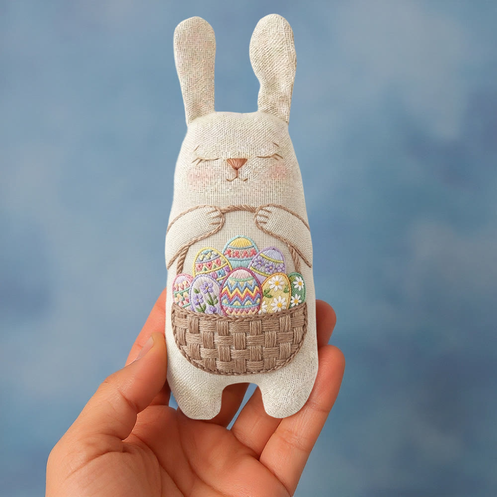 Rubbyoo Bunny Toy Embroidery Kit - Patterned Egg Basket | Easy Sewing Kit |stuffed Bunny Toy - image 7