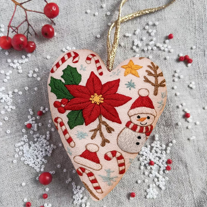 Rubbyoo Heart Embroidery Kit - Christmas Poinsettia | Christmas Handmade Craft | Diy Needle Artwork  - image 4