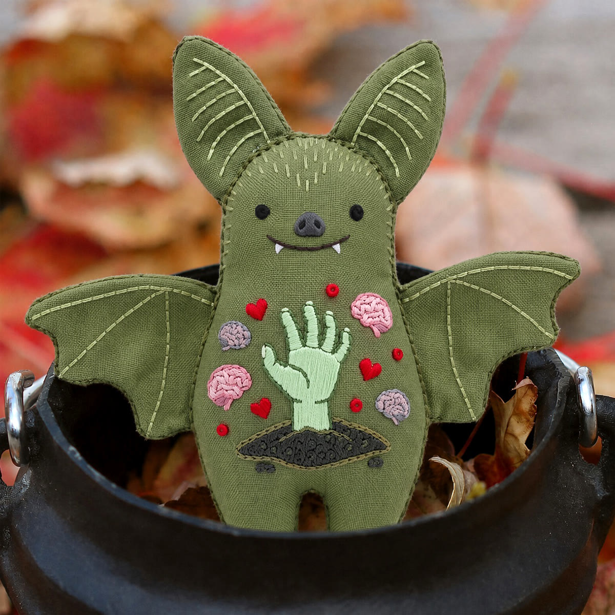 Rubbyoo Bat Embroidery Kit - Spooky Zombie Hand | Halloween Gothic Horror Decor | Dark Academia Diy Craft - image 3