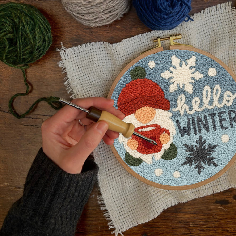 Winter Gnome Punch Needle Kit - Diy Christmas Handicraft | Unique Winter Decoration  - image 7