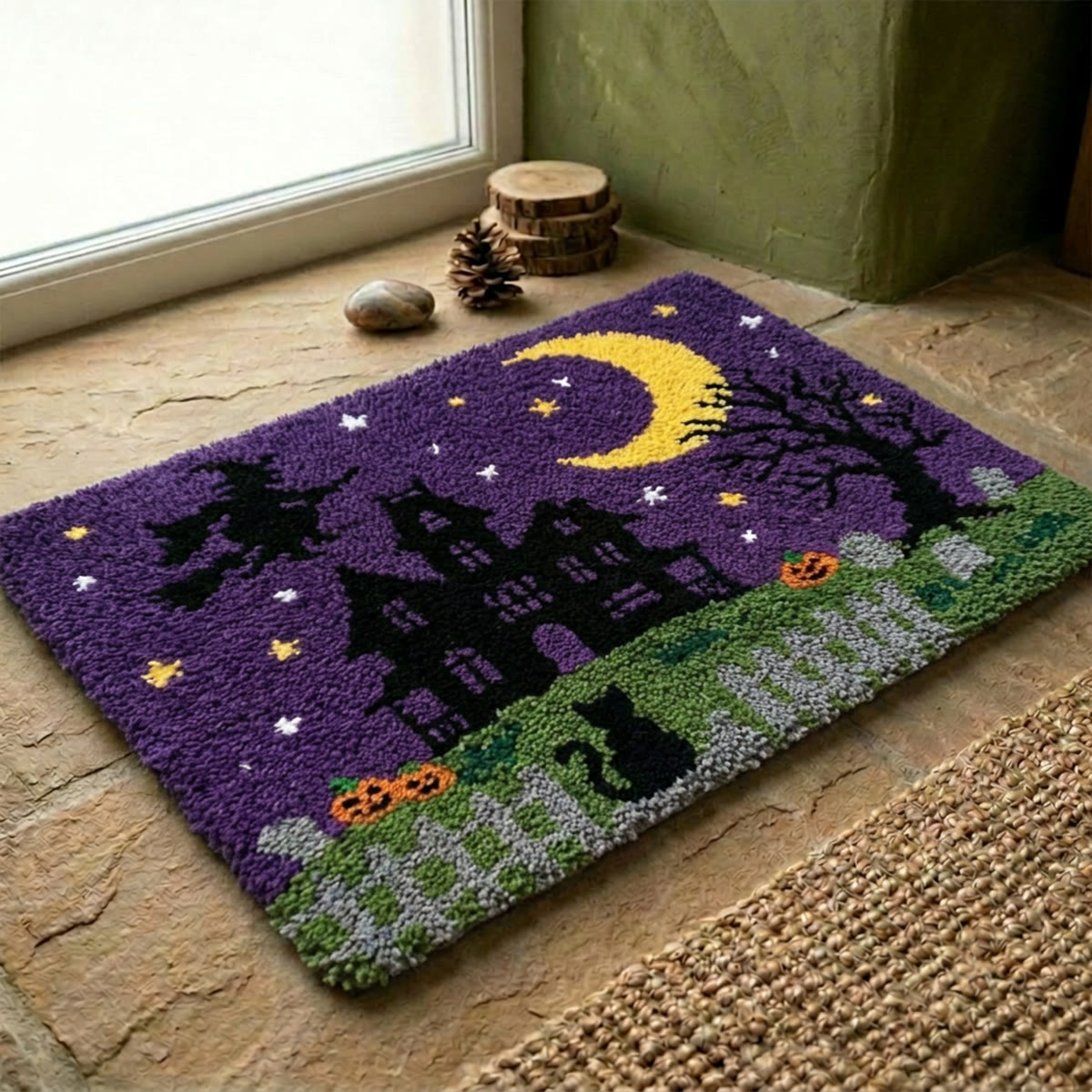 Rubbyoo Latch Hook Rug Kit - Haunted House | Halloween Spooky Gift | Entryway Welcome Mat - image 7