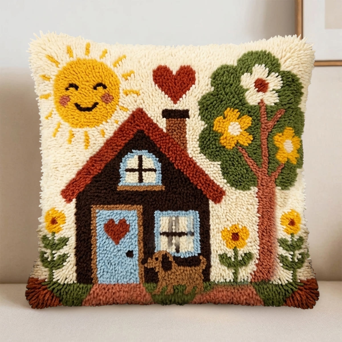 Rubbyoo Latch Hook Pillow Kit - Sunny Cottage Bliss | Handmade Pillow Cover | New Home Accent - image 4