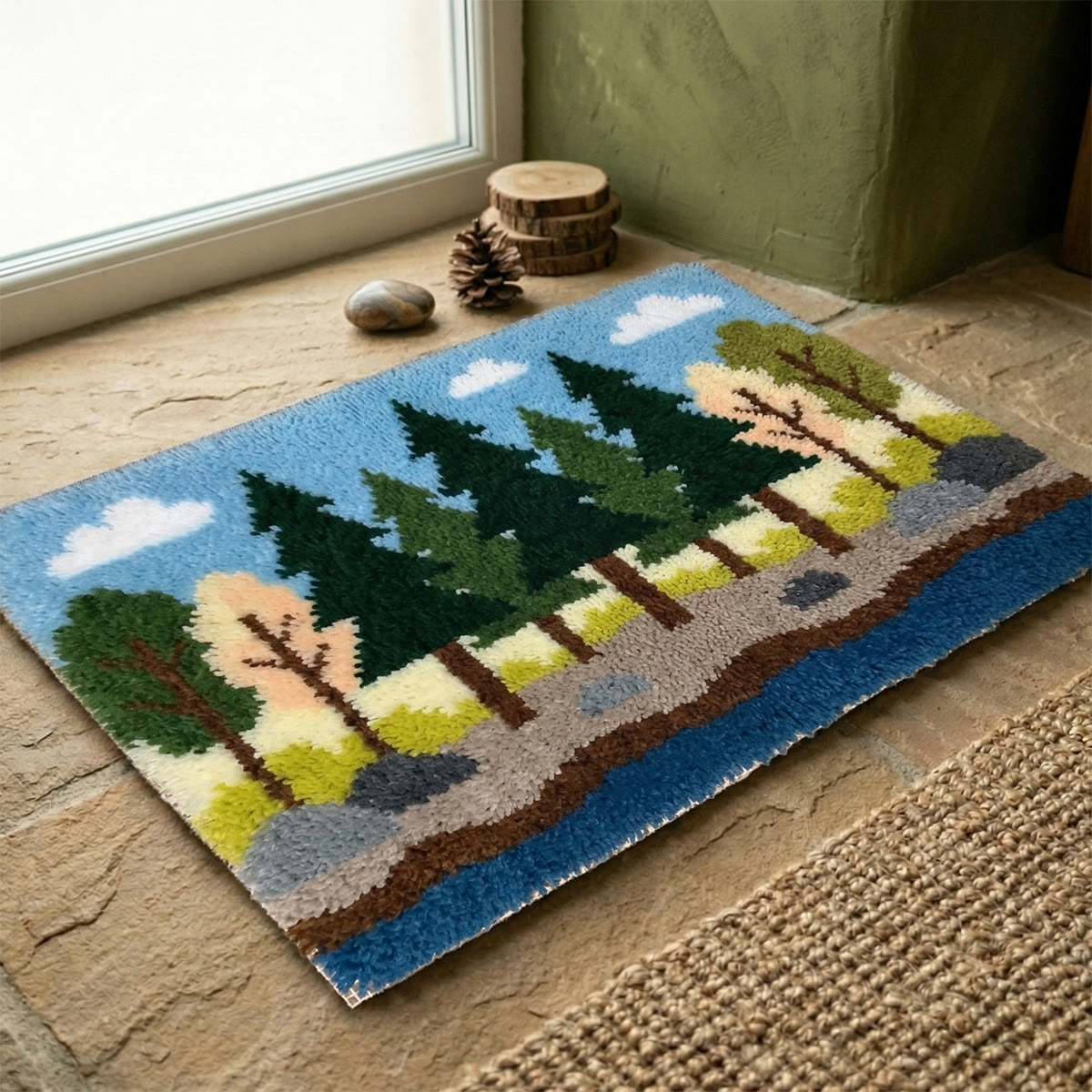 Rubbyoo Latch Hook Rug Kit - Forest View | Handmade Landscape Craft | Creative Nursery Mat - image 4