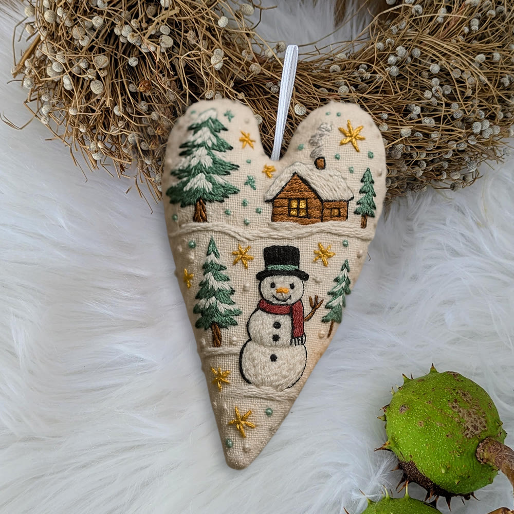 Rubbyoo Heart Embroidery Kit - Christmas Snowman | Winter Handmade Art | Diy Christmas Gift - image 7