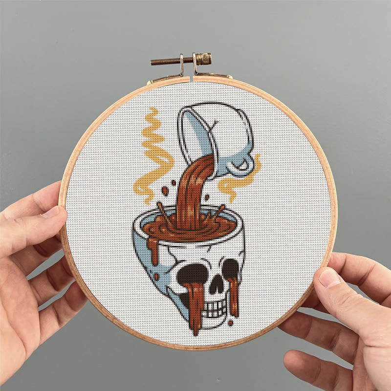  Cross Stitch Kit - Coffee Skull | Spooky Halloween Craft | Easy Stitch Artwork - image 7
