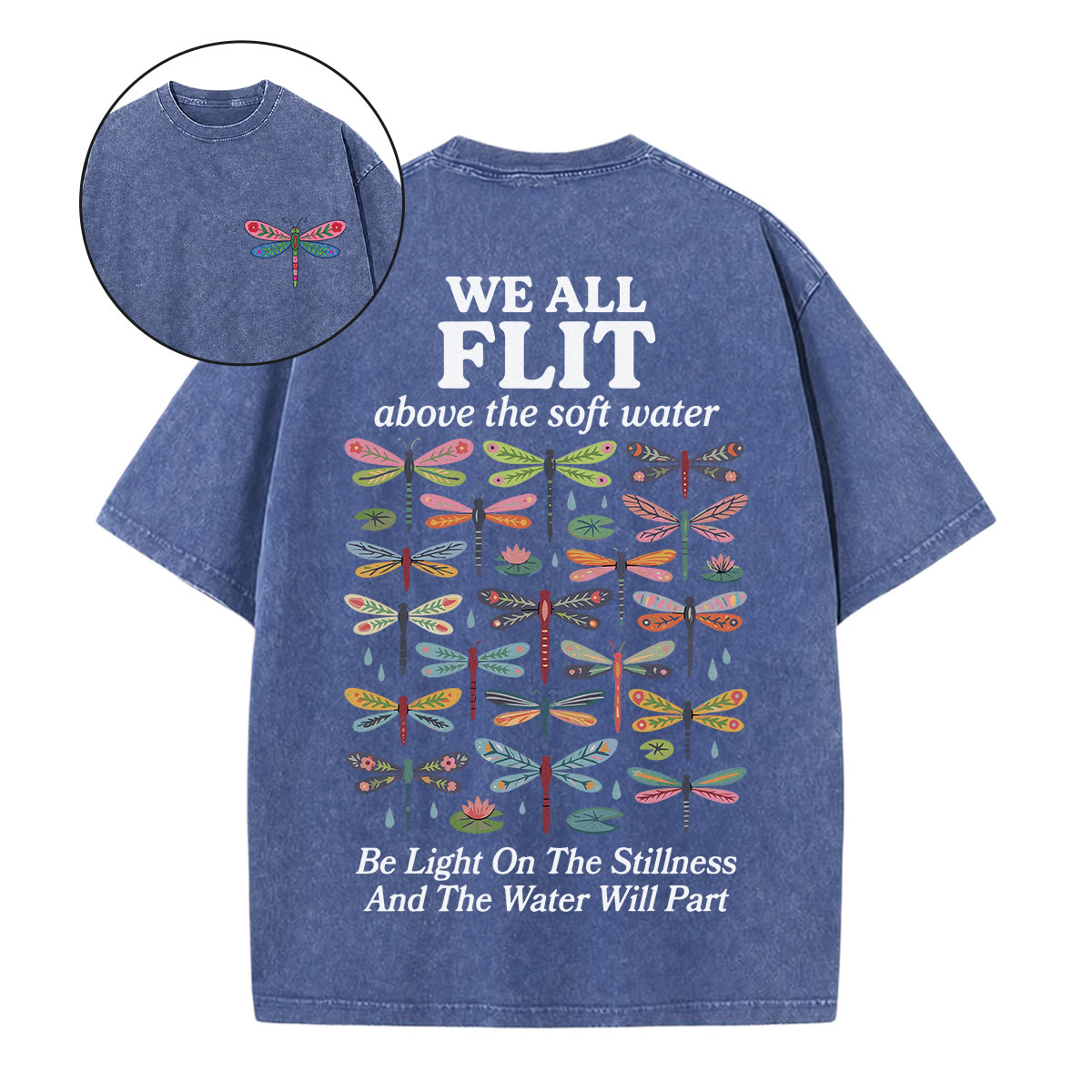 Rubbyoo We All Flit Above The Soft Water Double Sided Unisex Washed T-shirt - Blue - 5XL - image 9