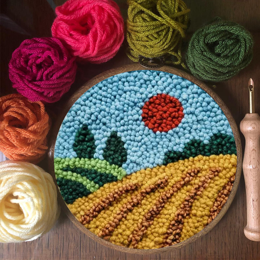 Sunset Countryside Landscape Punch Needle Kit – Cozy Home Handcraft | Newbie-friendly Diy Project - image 3