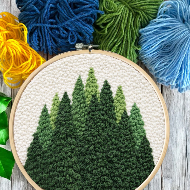 Evergreen Pine Forest Punch Needle Kit - Easy Craft Activity | Natural Home Accent - image 9