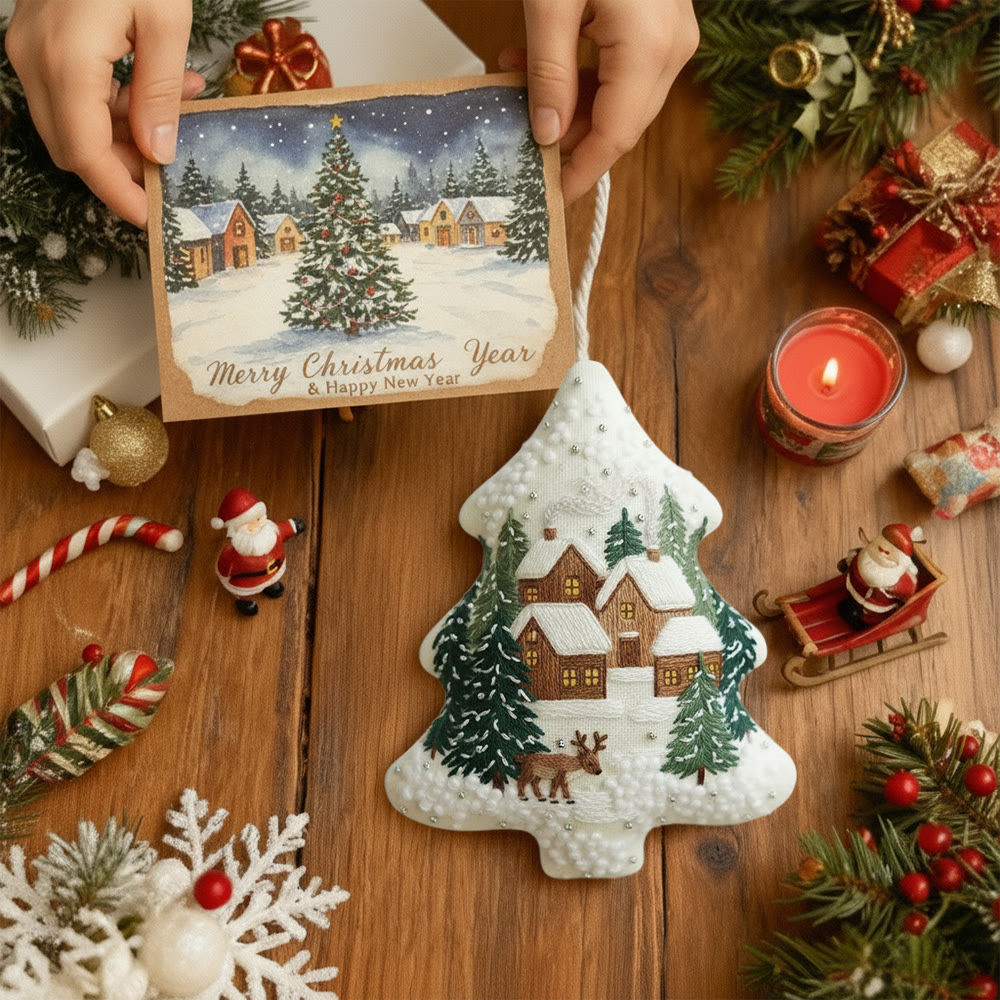 Rubbyoo Tree-shaped Embroidery Kit - Happy Town | Holiday Stitch Art |  Diy Christmas Gift - image 8