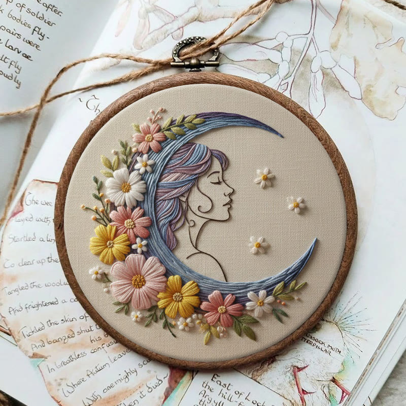 Rubbyoo Embroidery Kit - Floral Moon Goddess | Magical Diy | Ethereal Statement - image 5