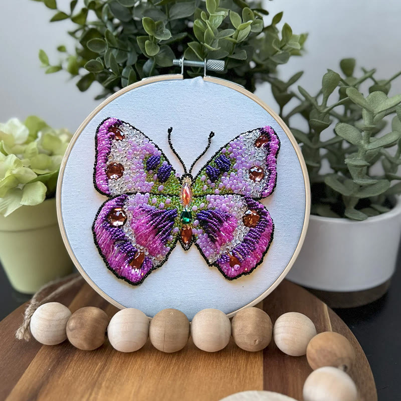 Rubbyoo Bead Embroidery Kit - Pink Butterfly | Diy Decorative Handcraft | Thoughtful Birthday Gift - image 3