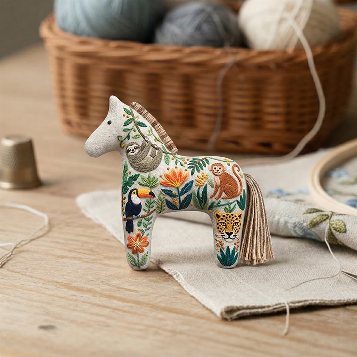 Rubbyoo Dala Horse Embroidery Kit - Jungle Animals | Unique Artisan Gift | Kids Room Ornament - image 4