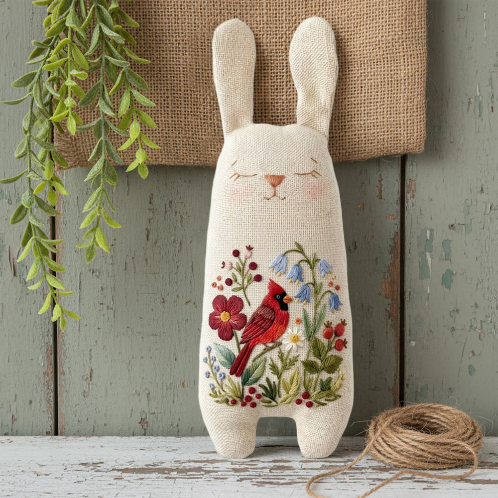 Rubbyoo Bunny Toy Embroidery Kit - Floral Cardinal Bird | Spring Handmade Craft | Sewing Animal Toy - image 7