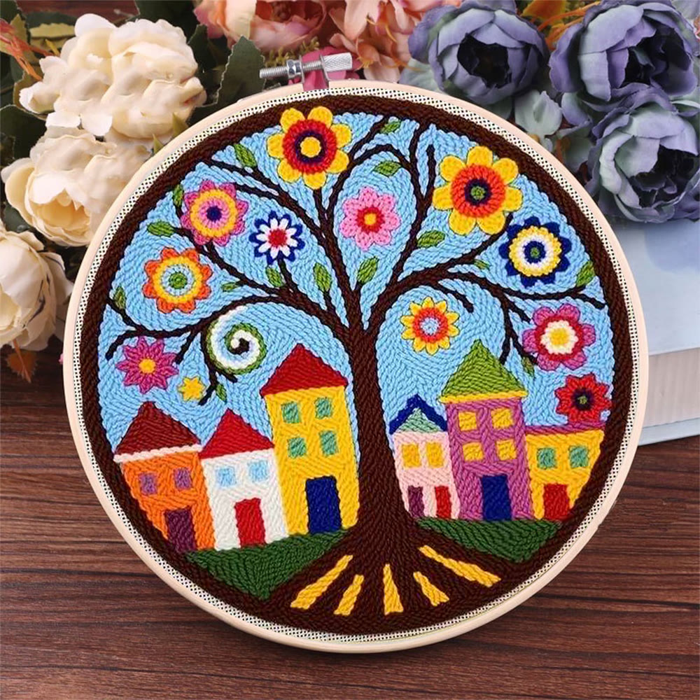  Whimsical Tree Punch Needle Kit - Diy Punch Needle Coaster | Creative Sewing Craft | Colourful Home Ornament - image 4