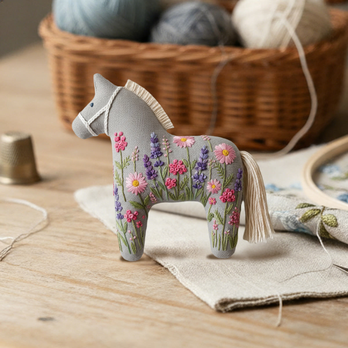 Rubbyoo Dala Horse Embroidery Kit - Pink And Purple Flower | Diy Handcrafted Art | Precious Gift For Her - image 3