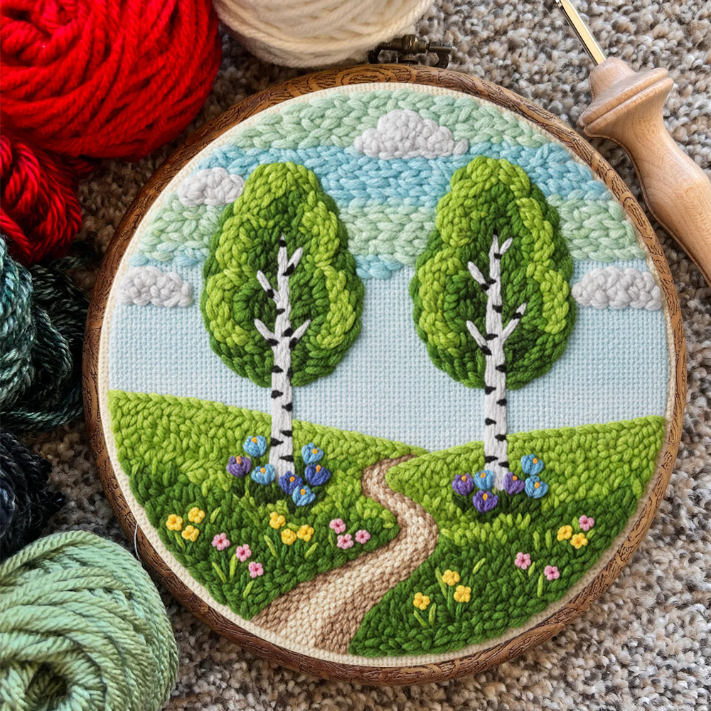 Spring Woodland Path Punch Needle Kit – Entry-level Diy Craft | Indoor Scenic Wall Hanging - image 8