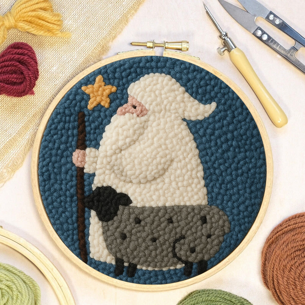 Warm Shepherd With Star Punch Needle Kit – Cozy Diy Craft Project | Festive Holiday-inspired Wall Art - image 9