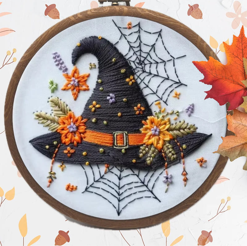 Rubbyoo Embroidery Kit - Spider Wizard Hat | Decorative Halloween Craft | Spooky Halloween Gifts - image 4